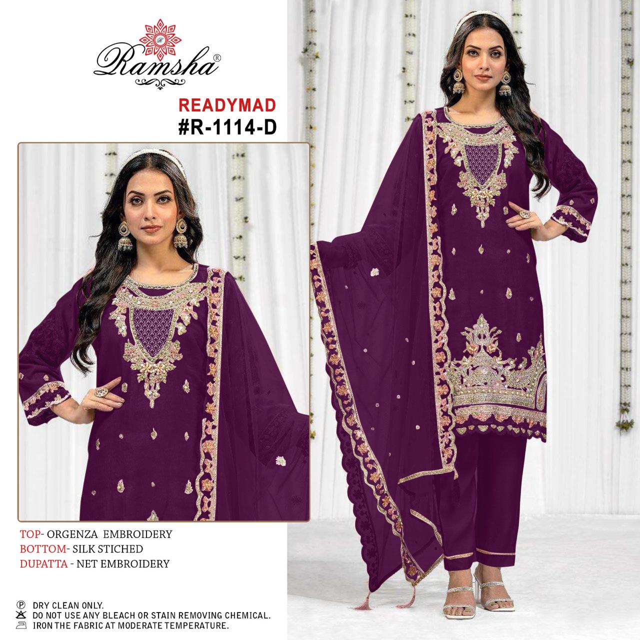 R 1110 Nx A To D By Ramsha Organza Pakistani Readymade Suits Wholesale Price